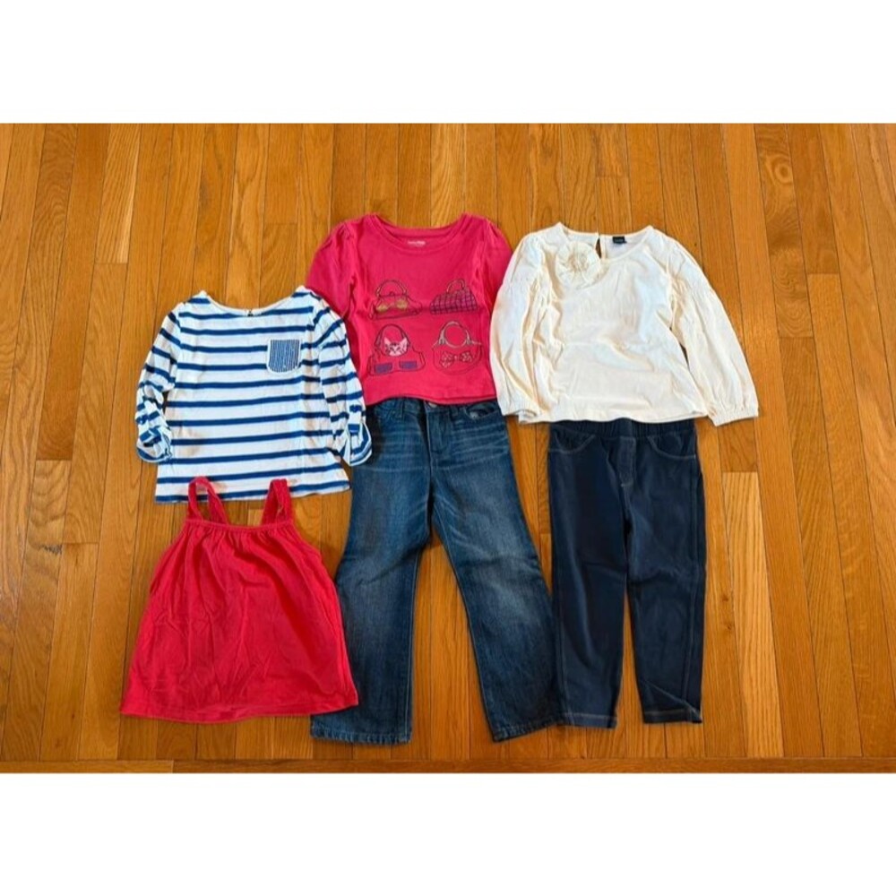 6 Pieces Baby Gap Size 3 Toddler Jeans Tops Pants Matching Outfits
